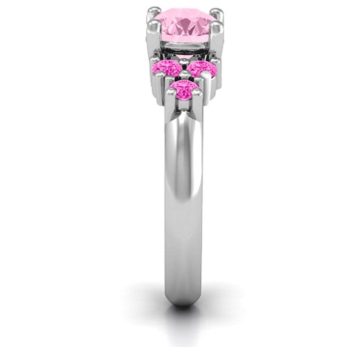 Flourish Engagement Ring – Sterling Silver with Fancy Pink Premium Zirconia and Pink Tourmaline