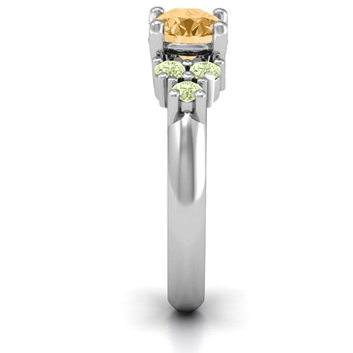 Flourish Engagement Ring – Sterling Silver with Fancy Yellow Premium Zirconia and Peridot