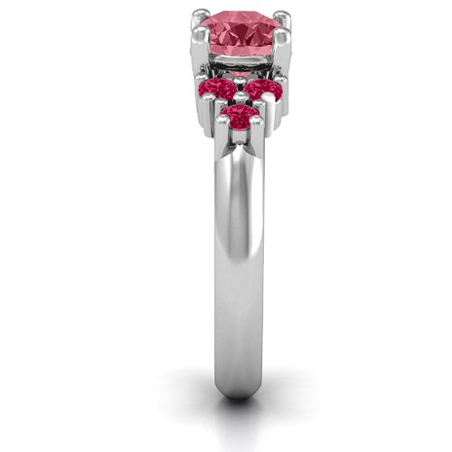 Flourish Engagement Ring – Sterling Silver with Red Premium Zirconia and Ruby