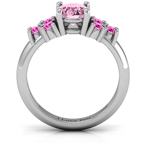 Flourish Engagement Ring – Sterling Silver with Fancy Pink Premium Zirconia and Pink Tourmaline