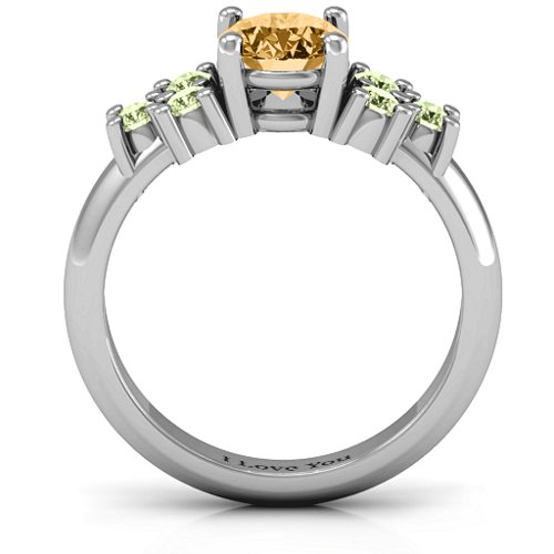 Flourish Engagement Ring – Sterling Silver with Fancy Yellow Premium Zirconia and Peridot