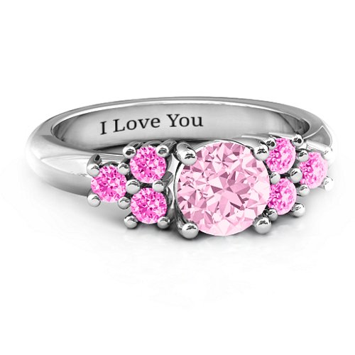 Flourish Engagement Ring – Sterling Silver with Fancy Pink Premium Zirconia and Pink Tourmaline