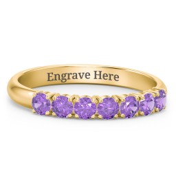 Band of Eternity Ring in 10K Solid Yellow Gold with Amethyst