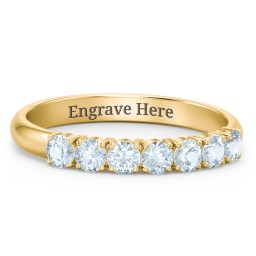 Band of Eternity Ring in 18K Gold Plated Silver with Aquamarine