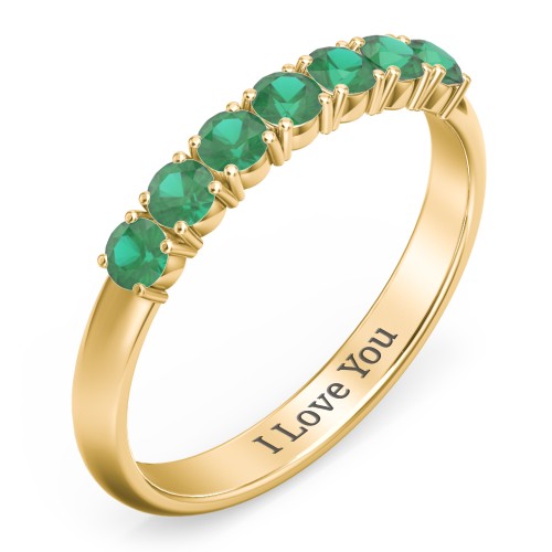Band of Eternity Ring – 10K Yellow Gold with Emerald