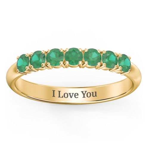 Band of Eternity Ring – 10K Yellow Gold with Emerald