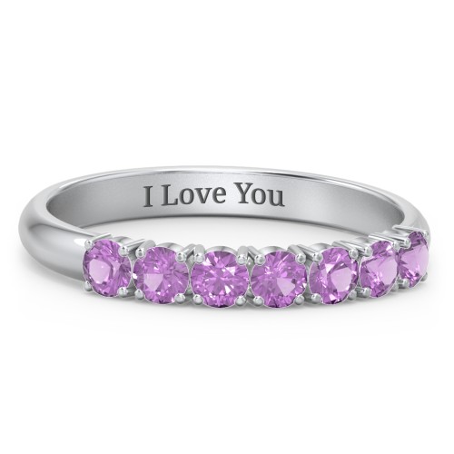 Sterling Silver Band of Eternity Ring with Amethyst (Simulated