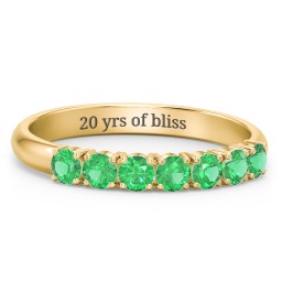 Band of Eternity Ring in 18K Gold Plated Silver with Emerald