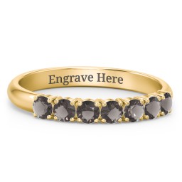 Band of Eternity Ring in 18K Gold Plated Silver with Smokey Quartz
