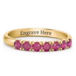 Band of Eternity Ring in 18K Gold Plated Silver with Ruby