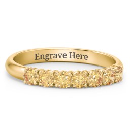 Band of Eternity Ring in 18K Gold Plated Silver with Citrine
