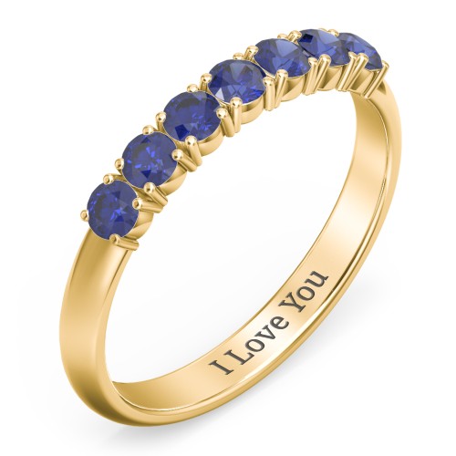 Band of Eternity Ring – 18K Gold Plated Silver with Blue Sapphire
