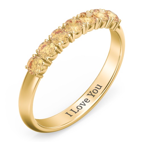Band of Eternity Ring – 18K Gold Plated Silver with Citrine