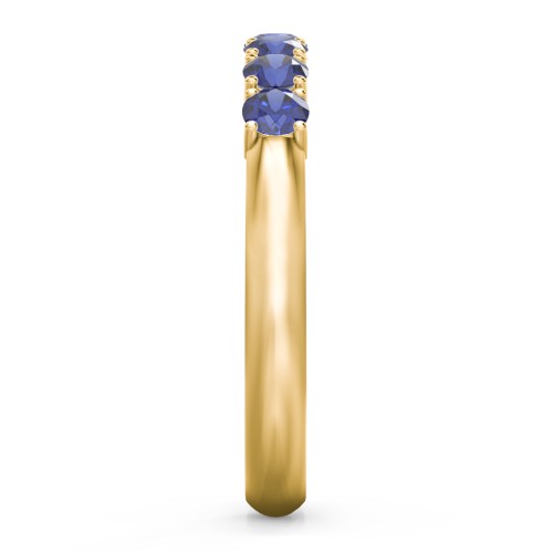 Band of Eternity Ring – 18K Gold Plated Silver with Blue Sapphire