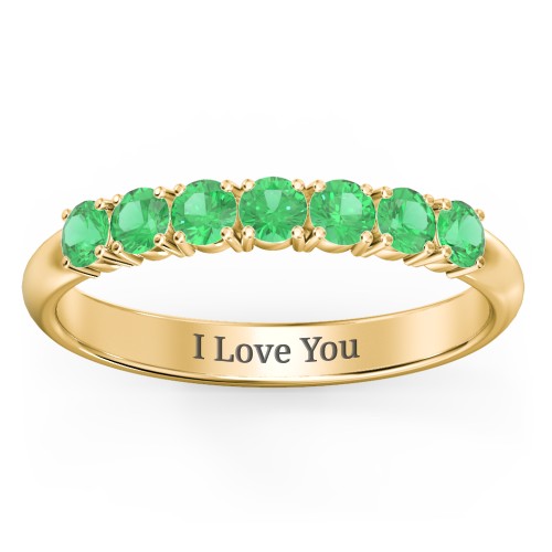 Band of Eternity Ring – 18K Gold Plated Silver with Emerald