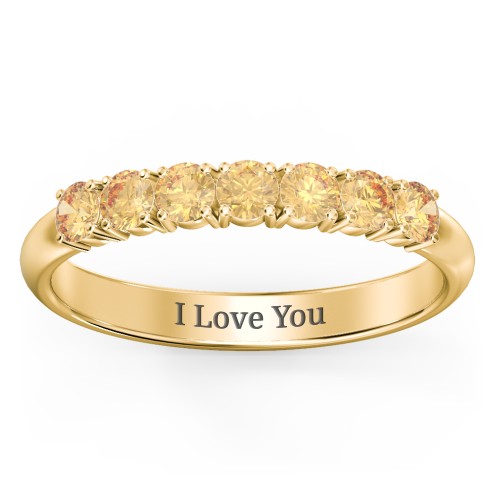 Band of Eternity Ring – 18K Gold Plated Silver with Citrine