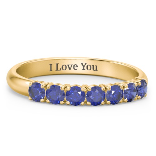 Band of Eternity Ring – 18K Gold Plated Silver with Blue Sapphire
