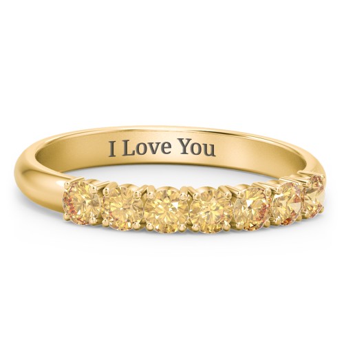 Band of Eternity Ring – 18K Gold Plated Silver with Citrine