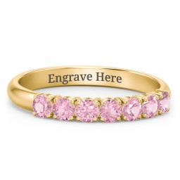 Band of Eternity Ring in 10K Solid Yellow Gold with Pink Tourmaline