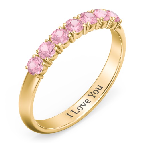 Band of Eternity Ring – 10K Yellow Gold with Pink Tourmaline