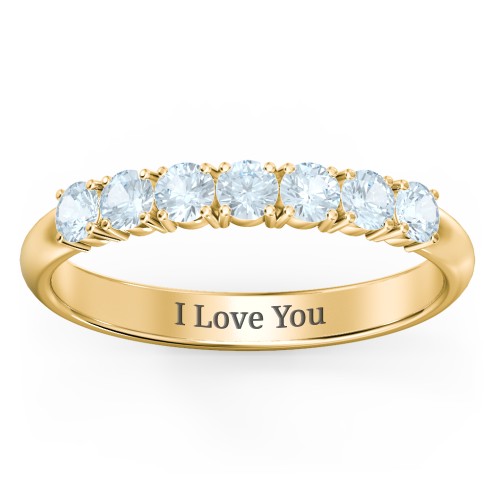 Band of Eternity Ring – 10K Yellow Gold with Aquamarine