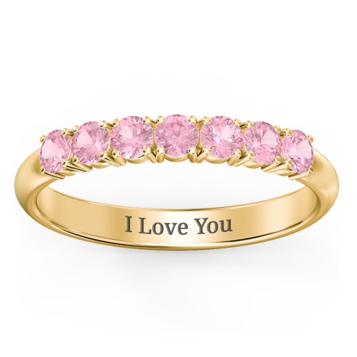 Band of Eternity Ring – 10K Yellow Gold with Pink Tourmaline
