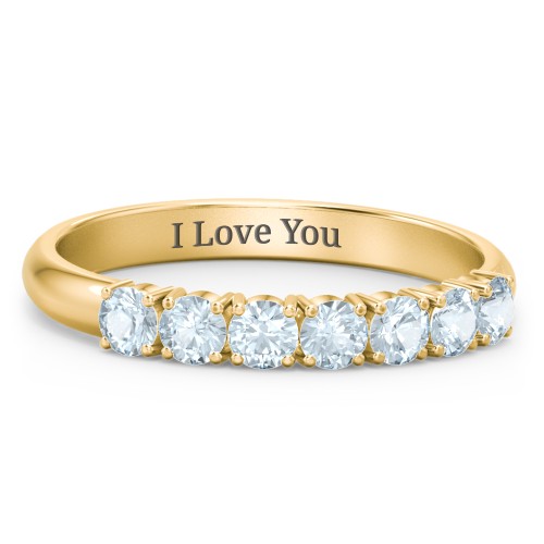 Band of Eternity Ring – 10K Yellow Gold with Aquamarine