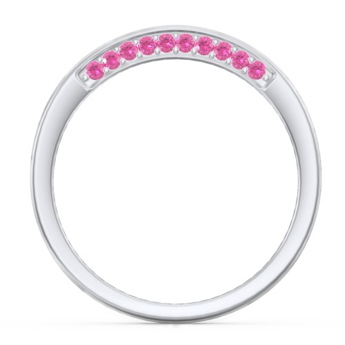 Enchanted Band Ring – 10K White Gold with Red Premium Zirconia