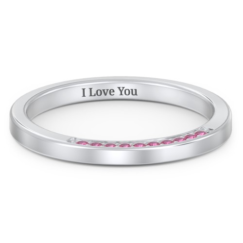 Enchanted Band Ring – 10K White Gold with Red Premium Zirconia