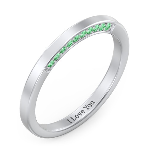 Enchanted Band Ring – Sterling Silver with Green Premium Zirconia
