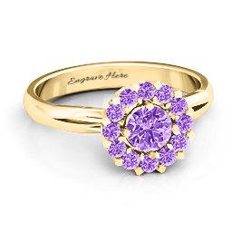 Adore and Cherish Ring in 10K Solid Yellow Gold with Amethyst