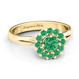 Adore and Cherish Ring in 10K Solid Yellow Gold with Emerald