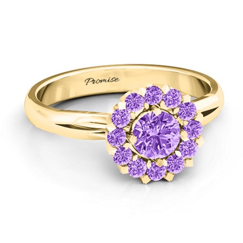 Adore and Cherish Ring – 10K Yellow Gold with Amethyst