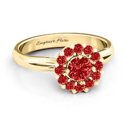 Adore and Cherish Ring in 10K Solid Yellow Gold with Garnet