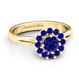 Adore and Cherish Ring in 10K Solid Yellow Gold with Blue Sapphire