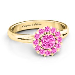Adore and Cherish Ring in 10K Solid Yellow Gold with Pink Tourmaline