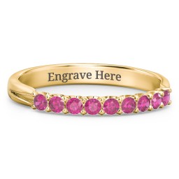 Glimmering Love Ring in 10K Solid Yellow Gold with Ruby
