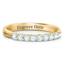 Glimmering Love Ring in 10K Solid Yellow Gold with Blue Topaz