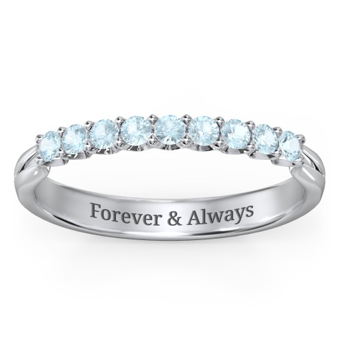 Glimmering Love Ring – 10K White Gold with Blue Topaz
