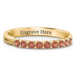 Glimmering Love Ring in 10K Solid Yellow Gold with Garnet