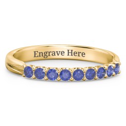 Glimmering Love Ring in 10K Solid Yellow Gold with Blue Sapphire