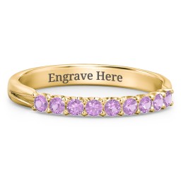 Glimmering Love Ring in 10K Solid Yellow Gold with Amethyst