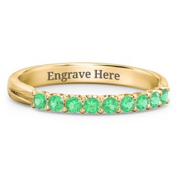 Glimmering Love Ring in 10K Solid Yellow Gold with Emerald