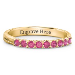 Glimmering Love Ring in 10K Solid Yellow Gold with Ruby