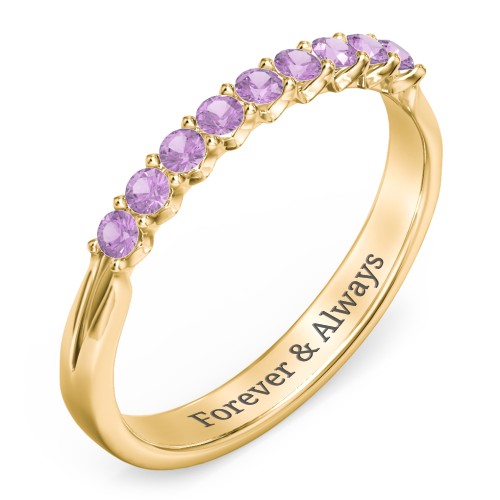 Glimmering Love Ring – 10K Yellow Gold with Amethyst