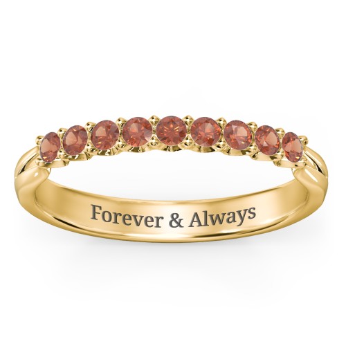 Glimmering Love Ring – 10K Yellow Gold with Garnet