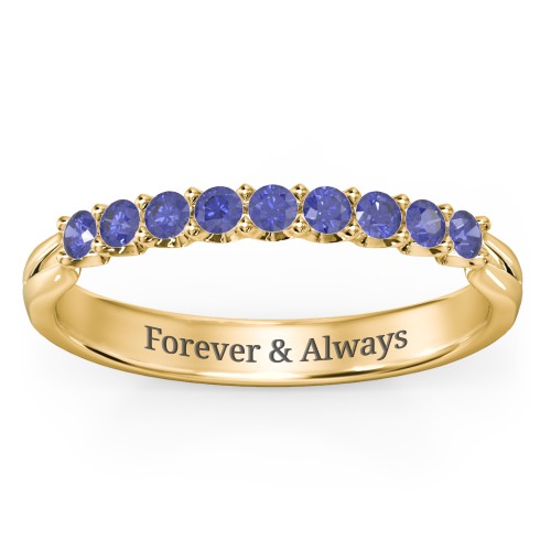 Glimmering Love Ring – 10K Yellow Gold with Blue Sapphire