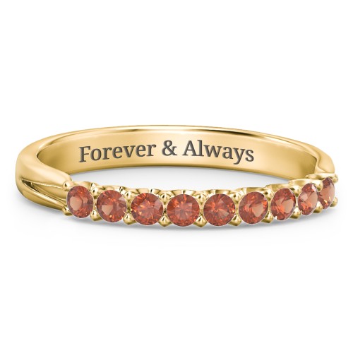 Glimmering Love Ring – 10K Yellow Gold with Garnet