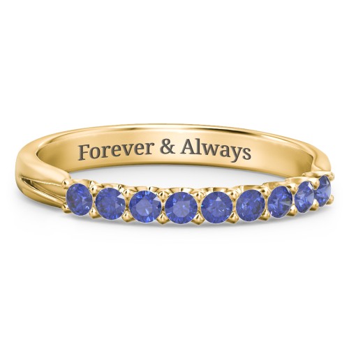 Glimmering Love Ring – 10K Yellow Gold with Blue Sapphire