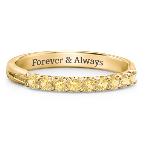 Glimmering Love Ring – 10K Yellow Gold with Citrine